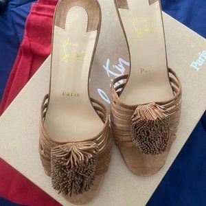 Christian Louboutin Belbrossa 55 Veau Velours Sandal Biscotto